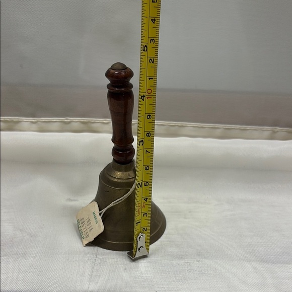 Vintage Brass Hand Bell with Wooden Handle - Picture 3 of 7
